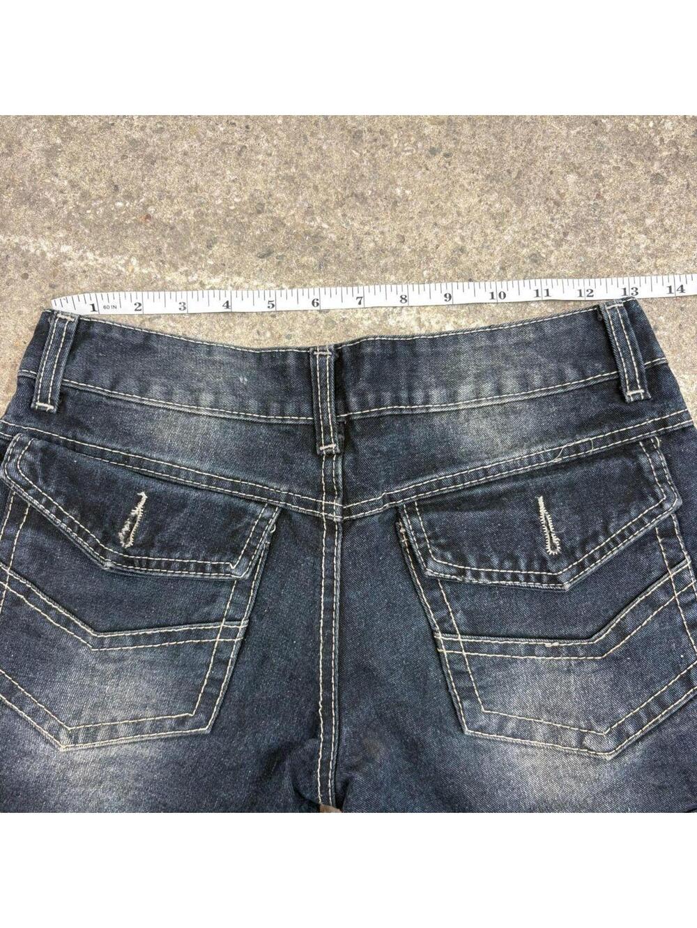 Vintage Y2K Low Rise Denim Button Front Shorts Dark Wash - Picture 4 of 4